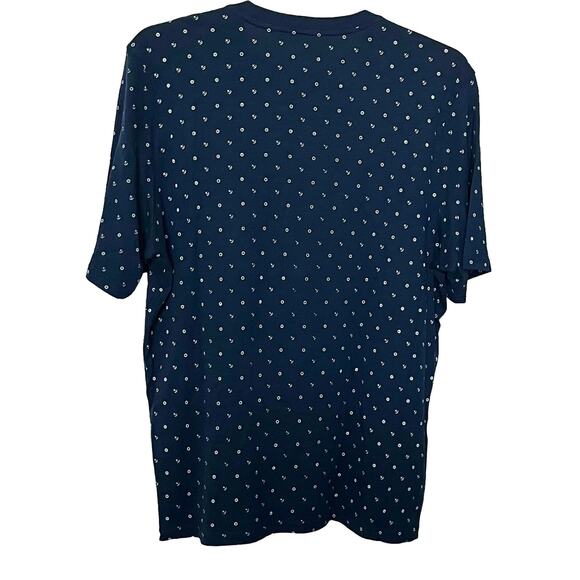 INTERNATIONAL REPORT SHORT SLV CREW NECK TOP, WOMENS, L, NAVY BLUE-WHITE ANCHORS - Picture 4 of 10